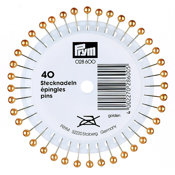 Булавки с золотистыми пластиковыми головками 40х0,58мм в розетке 40шт 