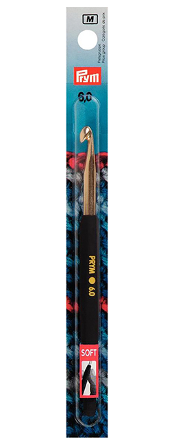 Крючок для вязания 6.0 мм алюминиевый с пластиковой ручкой 