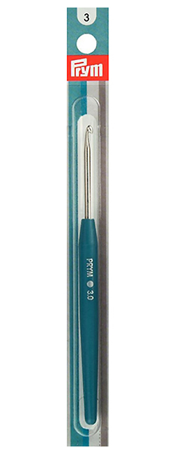 Крючок для вязания 3.0 мм алюминиевый с пластиковой ручкой "Color" 