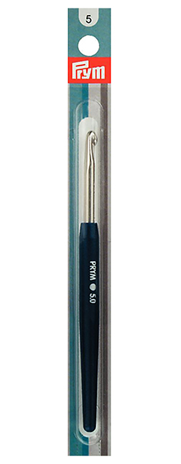 Крючок для вязания 5.0 мм алюминиевый с пластиковой ручкой "Color" 