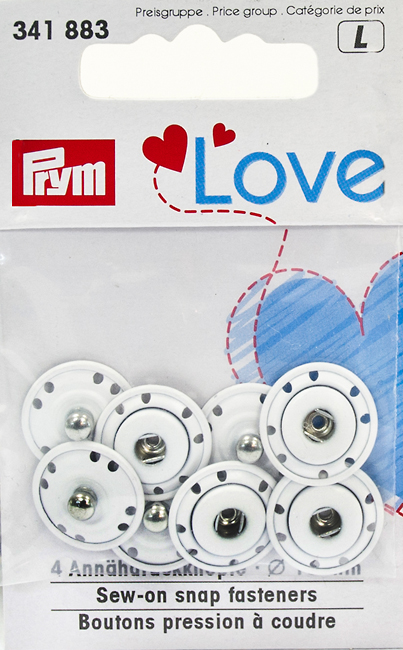 Пришивные кнопки Prym Love белые 16мм (4 шт) 