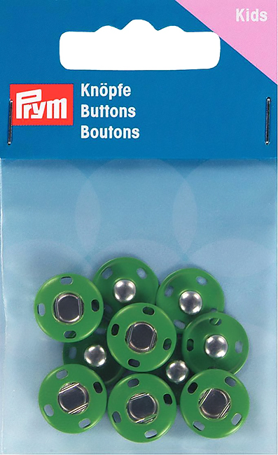 Пришивные кнопки 14мм (5 шт) зеленые 