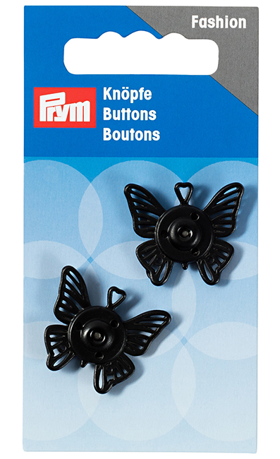 Пришивные кнопки Бабочка 25мм (2 шт) черные 
