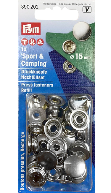 Кнопки Sport+Camping 15мм (10шт) серебристые (без устройства для установки и насадок) 
