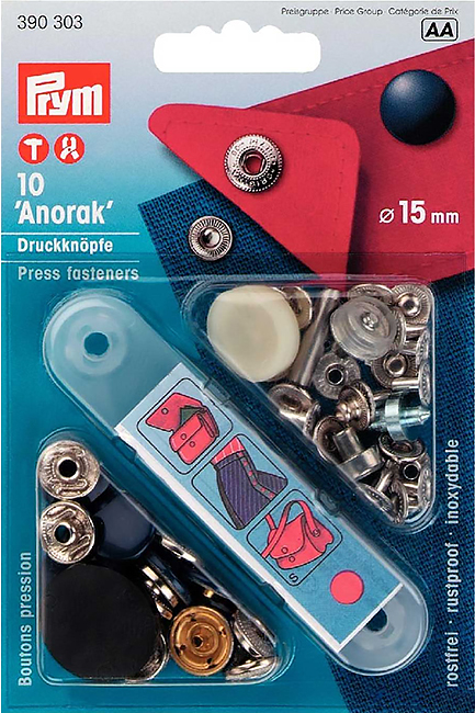 Кнопки "Anorak Color" синий 15мм (10шт) 