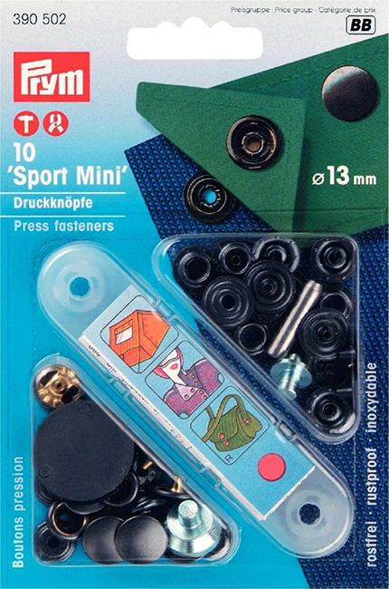 Кнопки Sport Mini 13мм (10шт) черные 