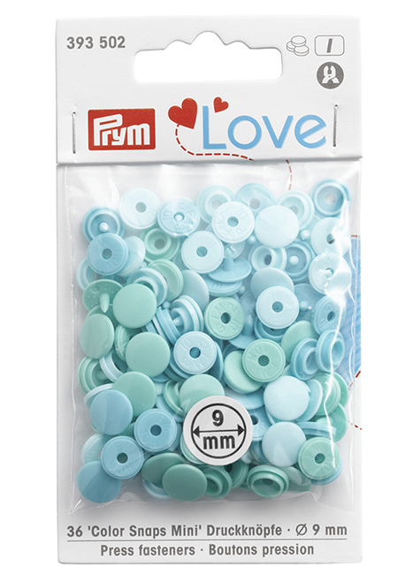 Кнопки Prym Love  "Color Snaps Mini" 9мм, круглые, бирюзовые оттенки 