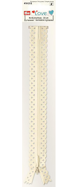 Молния Prym Love S11 декоративная потайная 20 см натурально-белая 