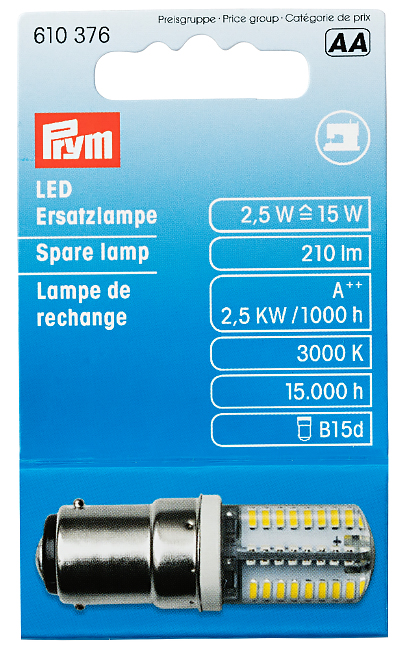 Лампа светодиодная LED для швейной машины вставляющаяся с двумя контактами 220V 15W 