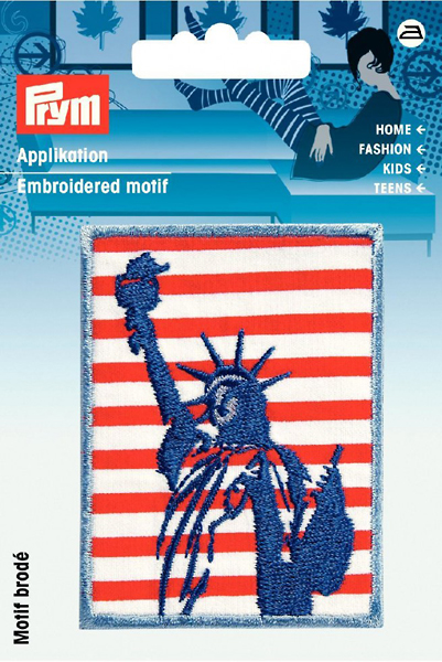 Аппликация Статуя свободы синий/красный/белый 54х72мм 