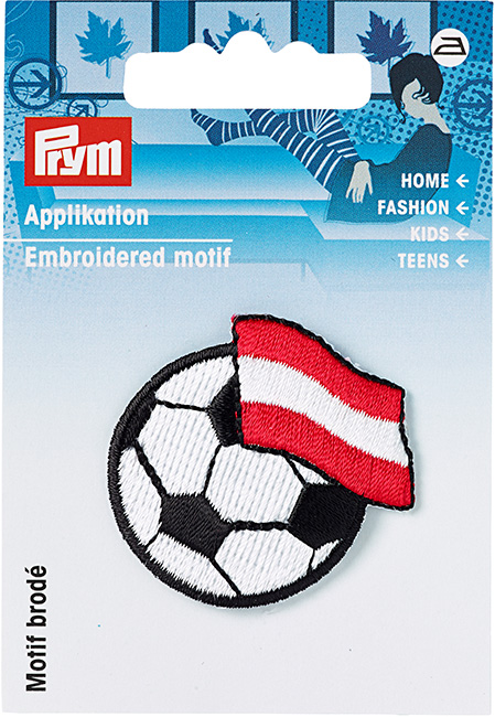Аппликация Футбольный мяч с флагом Австрии 35х35мм 