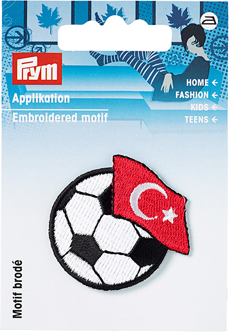 Аппликация Футбольный мяч с флагом Турции 35х35мм 