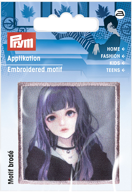 Аппликация Девочка с фиолетовыми волосами 50х50мм 