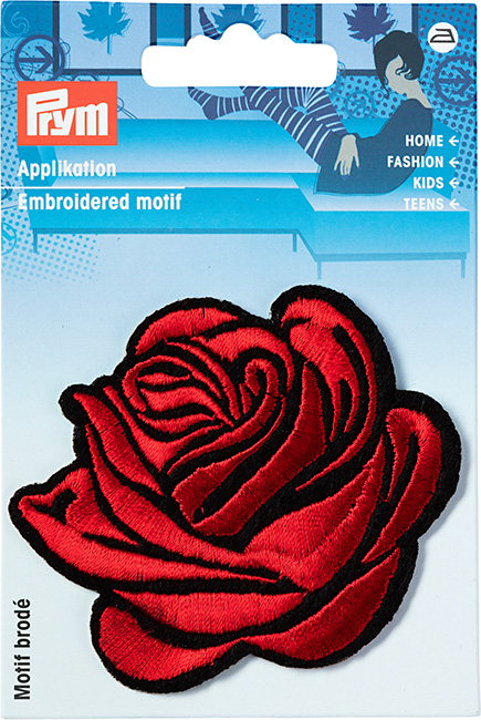 Аппликация Роза, красный/черный 65х70мм 