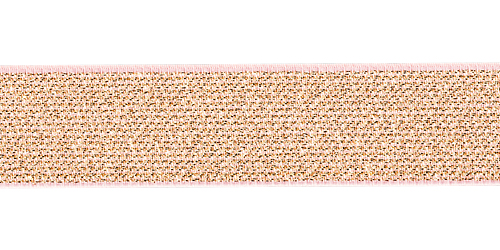 Эластичная лента Color с люрексом 25мм, розовый/золотистый 