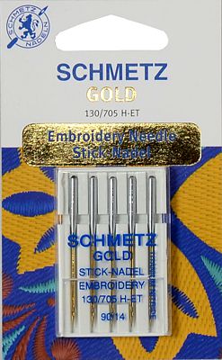 Иглы для вышивки с покрытием из нитрида титана №90 Schmetz 130/705H-ET 5 шт 
