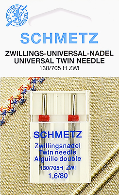 Двойные иглы №1,6/80 Schmetz 130/705H ZWI 2 шт 