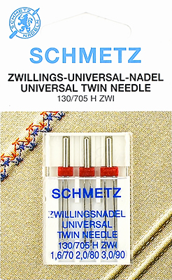 Двойные иглы NM70,80,90 NE1.6,2.0,3.0 Schmetz 130/705H ZWI 3 шт 
